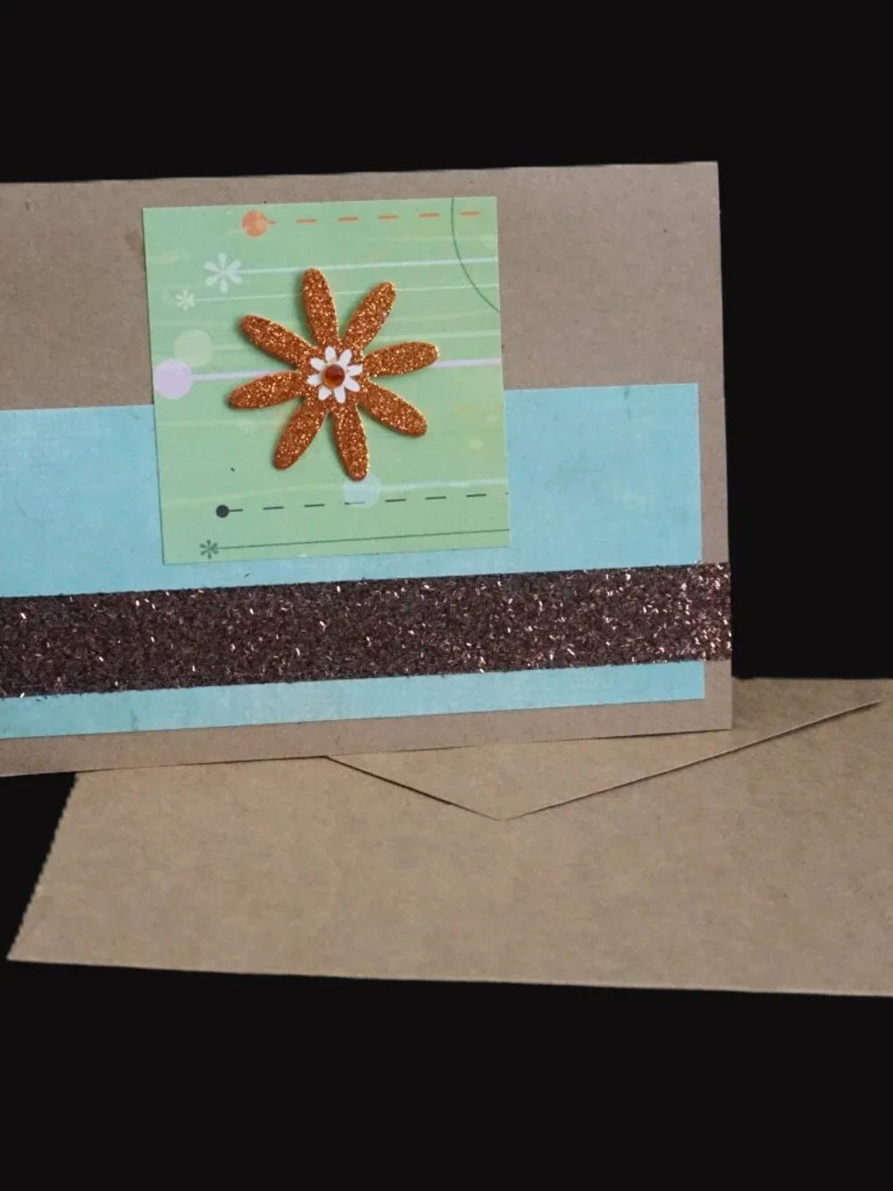 Set of 3 Kraft Happy Birthday Handmade Greeting Note Cards Green, Blue, and Teal